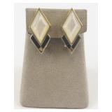 Christian Dior Geometric Gold Plated Clip-On Earrings .