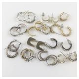 Group of 12 Base Metal Hoop Earrings .