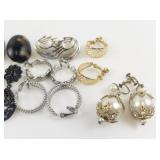 Group of 10 Base Metal Clip-On Earrings .