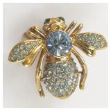 Joan Rivers Blue Crystal Pave Base Metal Bee Brooch.