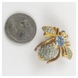 Joan Rivers Blue Crystal Pave Base Metal Bee Brooch.