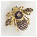 Joan Rivers Purple Crystal Pave base Metal Bee Brooch.