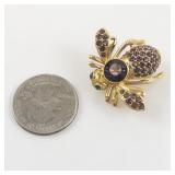 Joan Rivers Purple Crystal Pave base Metal Bee Brooch.