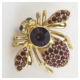 Joan Rivers Red Crystal Pave base Metal Bee Brooch.