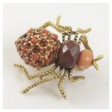 Joan Rivers Red Rhinestone Pave Base Metal Spider Brooch.