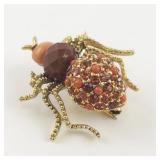 Joan Rivers Red Rhinestone Pave Base Metal Spider Brooch.
