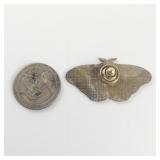 Roses & Night sky Enamel Base Metal Moth Brooch.