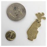 Fish & Crown Enameled Gold Tone Base Metal Gold Tie/Lapel Pin.