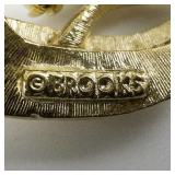 Vintage Leaf & Pearl Style Gold & Silver Tone Base Metal Brooches.