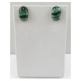 Malachite Bead Necklace & Stud Earrings Set.