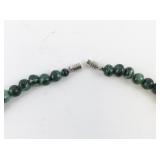 Malachite Bead Necklace & Stud Earrings Set.