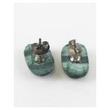 Malachite Bead Necklace & Stud Earrings Set.