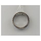 Classic Cz Circle Sterling Silver Slide Pendant Necklace.