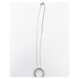 Classic Cz Circle Sterling Silver Slide Pendant Necklace.