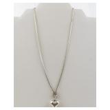 Marsala Heart Charm Sterling Silver Necklace.