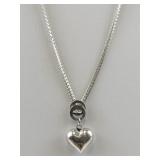 Marsala Heart Charm Sterling Silver Necklace.