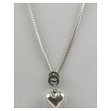 Marsala Heart Charm Sterling Silver Necklace.