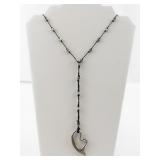 String Of Hearts Silver Tone Base Metal Necklace.