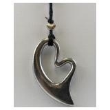 String Of Hearts Silver Tone Base Metal Necklace.