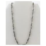 Twisted Paperclip Link Sterling Silver Chain Necklace.