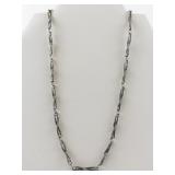 Twisted Paperclip Link Sterling Silver Chain Necklace.