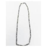 Twisted Paperclip Link Sterling Silver Chain Necklace.