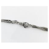 Twisted Paperclip Link Sterling Silver Chain Necklace.