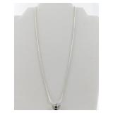 Simple Spider Sterling Silver Pendant Necklace .