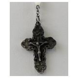 Mother Of Pearl Sterling Silver Rosary Necklace.