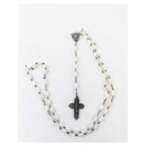 Mother Of Pearl Sterling Silver Rosary Necklace.