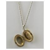 Etched Oval Gold Plated locket Necklace.