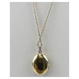 Etched Oval Gold Plated locket Necklace.
