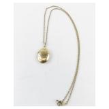 Etched Oval Gold Plated locket Necklace.
