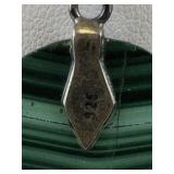 Malachite Sterling Silver Pendant Necklace .