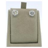 Pair of 3ct. Total Weight 14k white gold and solitaire lab grown diamond earrings. ***Estimated Replacement Value $3000***