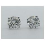 Pair of 3ct. Total Weight 14k white gold and solitaire lab grown diamond earrings. ***Estimated Replacement Value $3000***