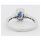 Sapphire & Diamond 14K White Gold Ring. Size 8.25 - 8.5.
