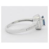Sapphire & Diamond 14K White Gold Ring. Size 8.25 - 8.5.