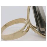 Stunning!!! Kite Cut Smokey Quartz 14K Yellow Gold Statement Ring . Size 5.75 - 6.