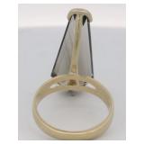 Stunning!!! Kite Cut Smokey Quartz 14K Yellow Gold Statement Ring . Size 5.75 - 6.