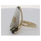 Stunning!!! Kite Cut Smokey Quartz 14K Yellow Gold Statement Ring . Size 5.75 - 6.