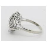 Diamond 10K White Gold Cocktail Ring. Size 8.75.