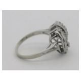 Diamond 10K White Gold Cocktail Ring. Size 8.75.