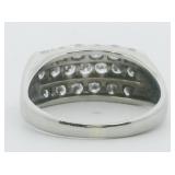 Beautiful!!! Three Row Of 21 3/4Cttw Round Brillant Cut Diamond 14K White Gold Ring, Set With Natural Diamond. Size 6.