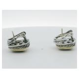 David Yurman Sculpted 18K Yellow Gold & Sterling Silver Omega Back Earrings .