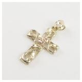 10k Yellow & Rose Gold Filigree Cross Pendant (No Chain).