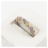 Bangkok Ratnaraj Jewelers Multi-Colored Gemstone (Sapphire) 10K Rose Gold Ring. Size 8.5.