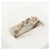Bangkok Ratnaraj Jewelers Multi-Colored Gemstone (Sapphire) 10K Rose Gold Ring. Size 8.5.
