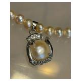 Elegant Freshwater Pearl Necklace with Sterling Silver Pendant