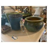 Assorted Set of 6 Ceramic Planters with River Rocks